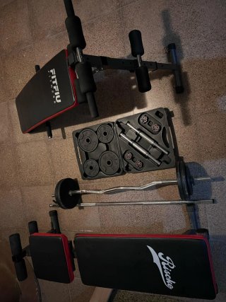 Banca, Mancuernas y Barras Gimnasio