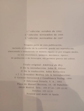 América de Bry. Primera edición 1992