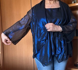 Conjunto Top y Sobrecamisa en Azul Noche