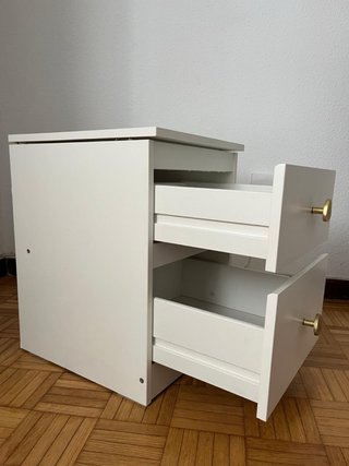 Comò a 2 cassetti IKEA MALM bianco + maniglie dorate