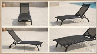 Tumbona negra Estocolmo 186x63xH32/90 cm