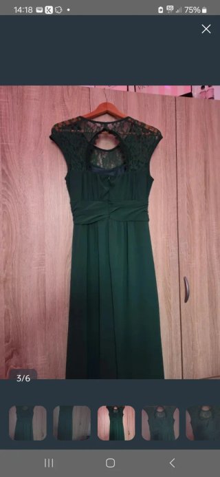 Vestido largo verde para fiesta.
