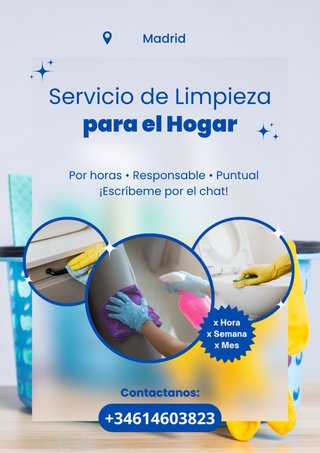 Servicio de limpieza del hogar por horas.