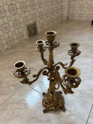 Candelabro antiguo 5 brazos dorado