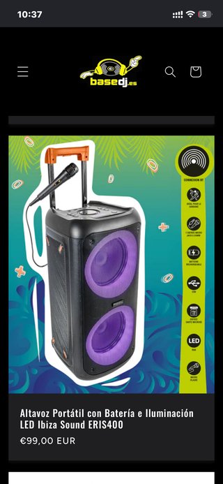 Altavoz Portátil Ibiza Sound ERIS400 LED