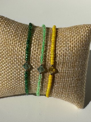 Pulsera elástica acero, rocalla y swarovski