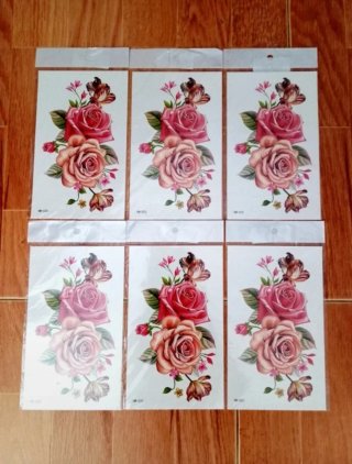 Pack 6 Tatuajes Temporales Flores Rosas (NUEVOS!)