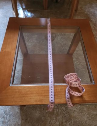 Mesita auxiliar madera y cristal