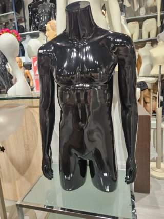 Maniquí Torso Hombre Negro Brillante