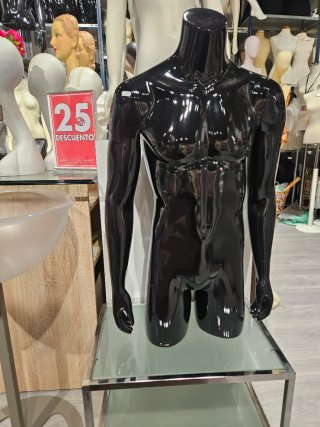 Maniquí Torso Hombre Negro Brillante