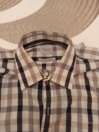 Camisa Boston Cuadros Marrón y Gris