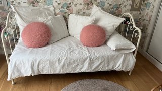 Cama de hierro estilo vintage color marfil