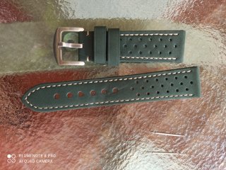 Correa Rally Verde 22mm Pespunte Beige