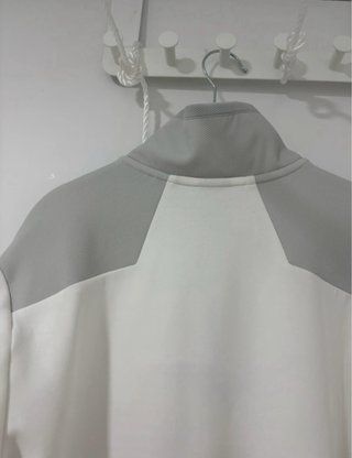 Sudadera BOSS media cremallera gris y blanca