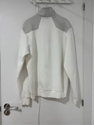 Sudadera BOSS media cremallera gris y blanca