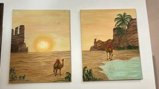 2 Quadri Paesaggio Desertico a Olio