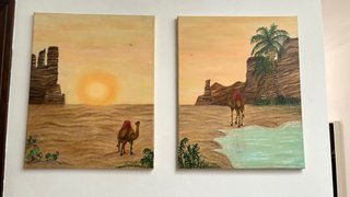 2 Quadri Paesaggio Desertico a Olio