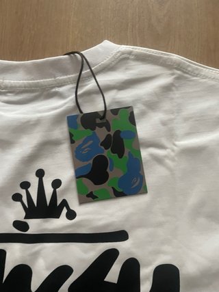 Camiseta Stüssy x BAPE Blanca Talla M