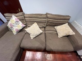 Sofá Chaise Longue 2,70m Tela Beige/Marrón