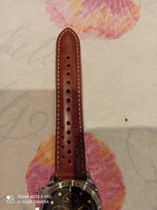 Correa Reloj Rally Marrón Pespunte Beige 22mm