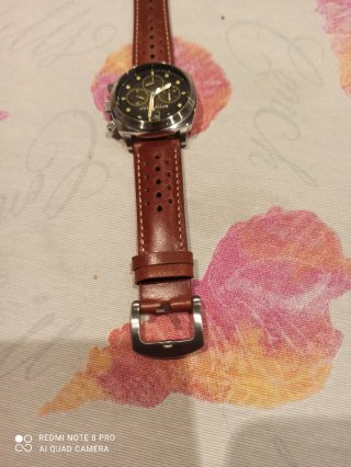 Correa Reloj Rally Marrón Pespunte Beige 22mm