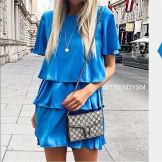 Vestido corto de volantes azul NUEVO ZARA