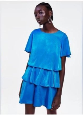 Vestido corto de volantes azul NUEVO ZARA