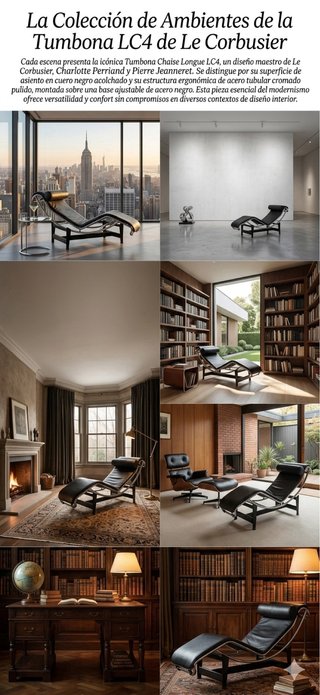 Chaise Longe Cuero Le Corbusier Negra