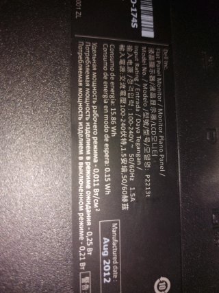 Pantalla Dell P2213t Negra con cables