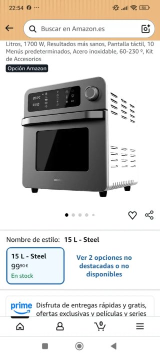Mini horno Cecotec Bake&Fry 1500 Touch