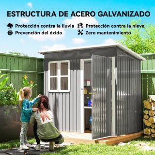 Caseta Jardín Metálica 221x133x190 cm