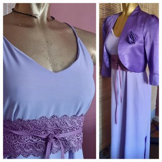 Conjunto vestido largo morado talla L