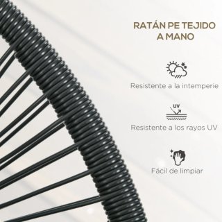 Divano Acapulco 2 posti in rattan nero