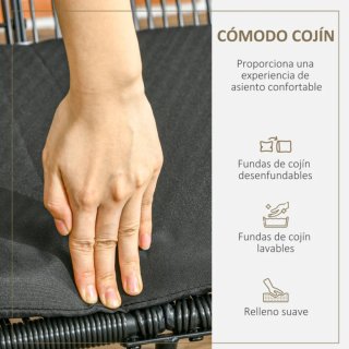 Divano Acapulco 2 posti in rattan nero