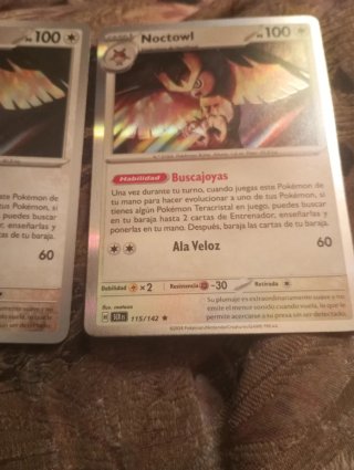 2 Cartas Pokémon Noctowl Holo y Reverse