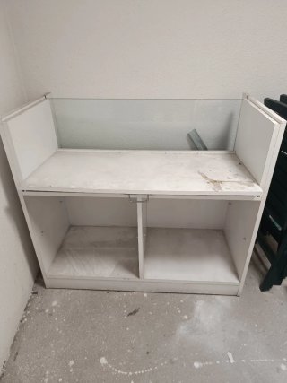 Mueble blanco 2 estantes con balda de cristal