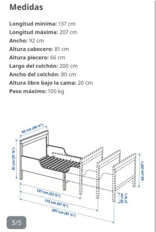 Cama infantil ampliable Ikea blanca