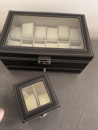 Scatola porta orologi con coperchio trasparente