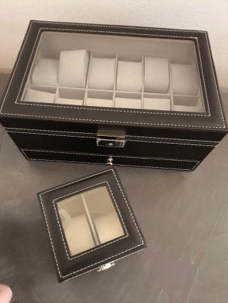 Scatola porta orologi con coperchio trasparente