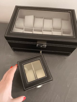 Scatola porta orologi con coperchio trasparente