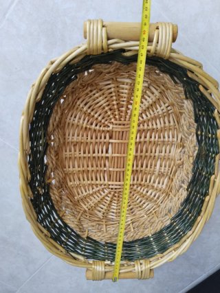 Cesta Mimbre Ovalada con Asas Verde y Marrón