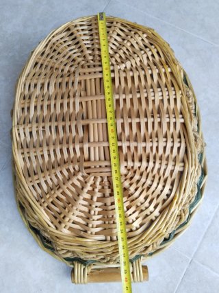 Cesta Mimbre Ovalada con Asas Verde y Marrón
