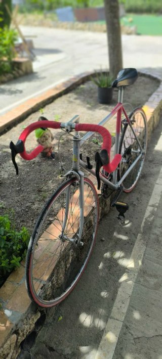 Bicicleta de carretera plateada