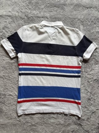 Polo Tommy Hilfiger rayas rugby blanco talla M