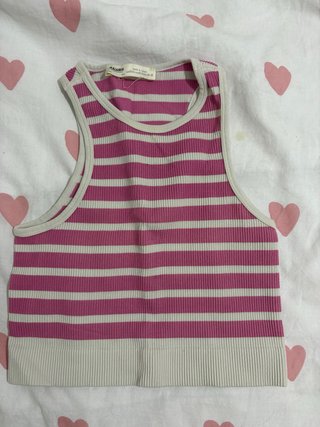 Top Pull&Bear Rayas Rosa y Blanco Talla XS
