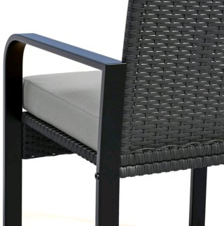 Conjunto de dos sillones + cojines + mesa cristal