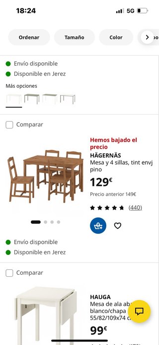 Mesa y 4 sillas de madera