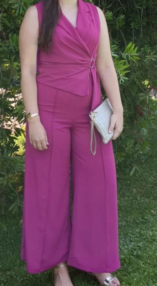 Mono pantalón ancho fucsia