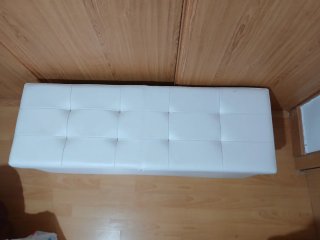 Baúl blanco abatible piel sintética