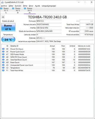 SSD Toshiba TR200 240GB (67%)